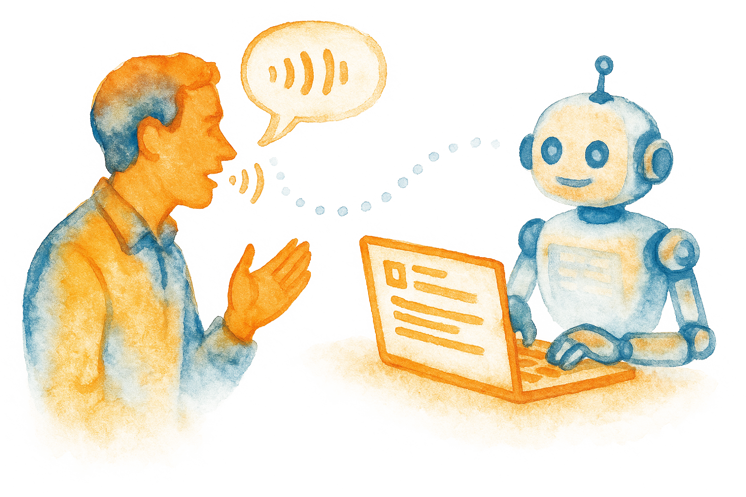 A pathologist dictating while an AI coworker types the report on a laptop